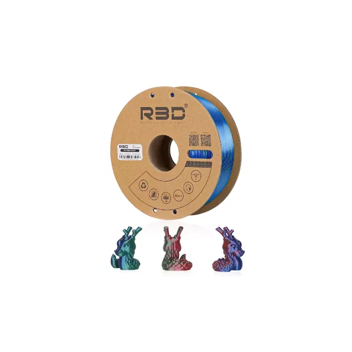 Filament Tricolore R3D PLA-Silk Rouge/Vert/Bleu 1.75mm 1kg