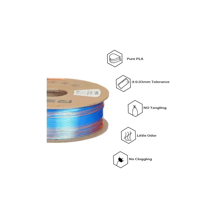 Filament R3D PLA-Silk Dual Color Bleu/Orange 1.75mm 1kg